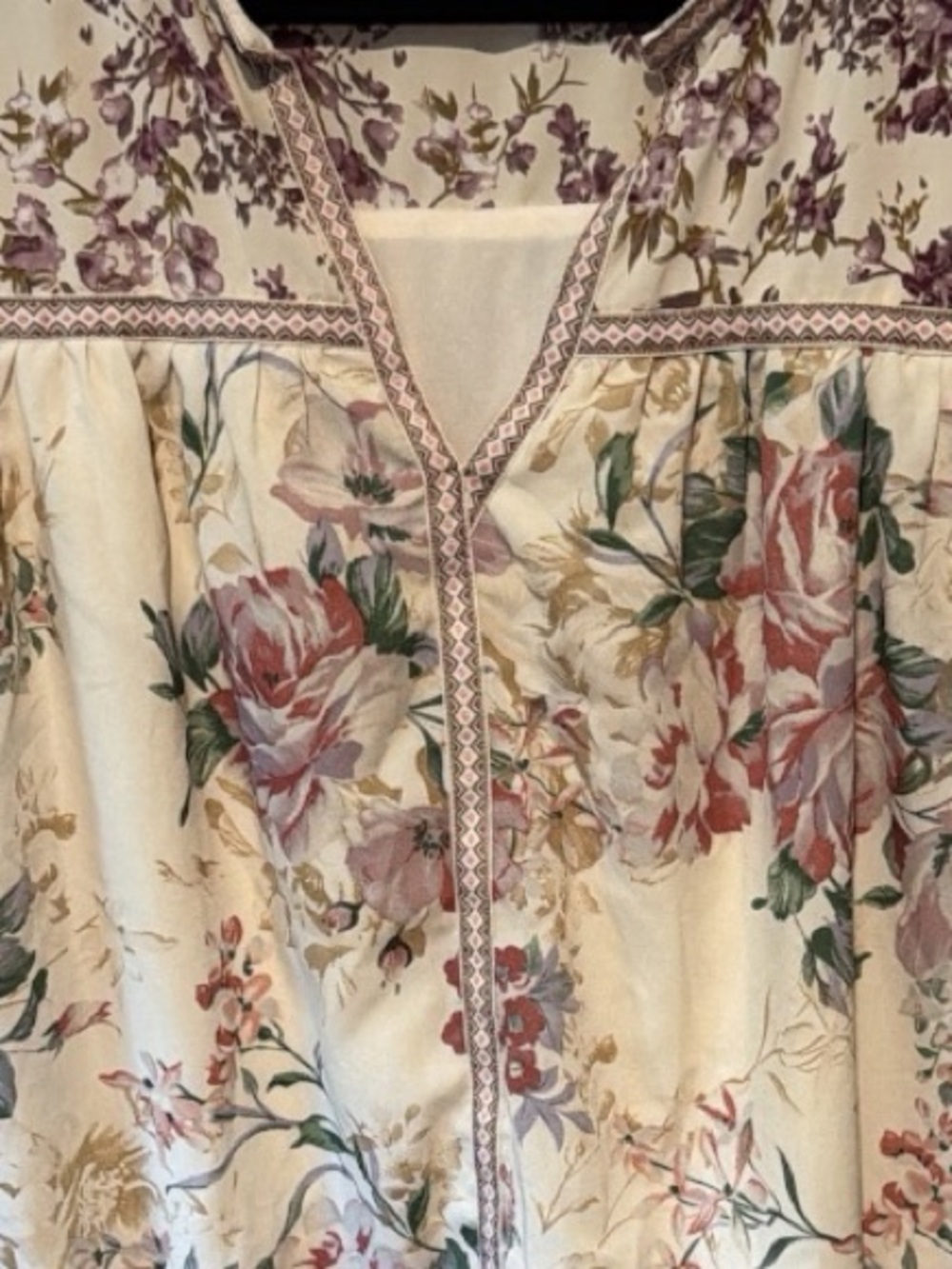 entro Women’s Floral Cream and Mauve Peasant Boho Dress Size 1X - Picture 3 of 7